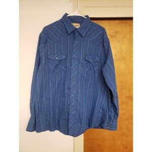 Wrangler Pearl Snap Shirt XL Long Sleeve Blue Western Fashion